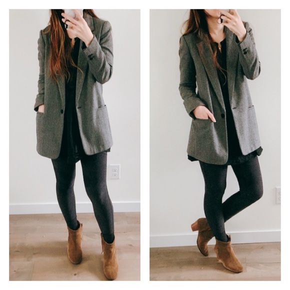 Zara Jackets & Blazers - Zara wool blend grey fish bone blazer